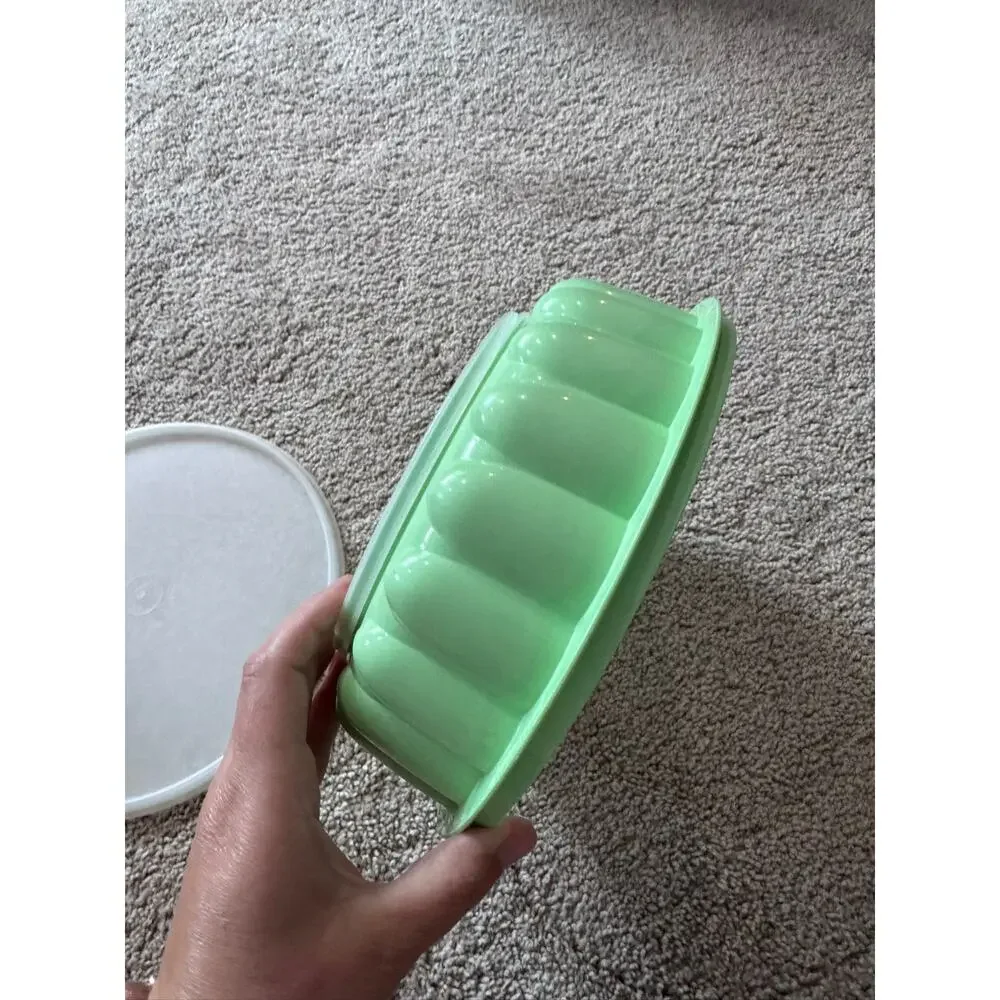 Vintage Tupperware Jel N Serve Jello Gelatin Dessert Mold Mint Green 3 Piece Lid